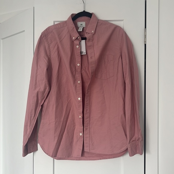 H&M Men Regular Fit Oxford Shirt Pink size M NWT - Picture 4 of 7